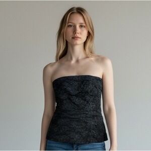 VTG Luna Womens 10 Black Lace Bustier Top 90s Goth Whimsigoth Coquette Strapless